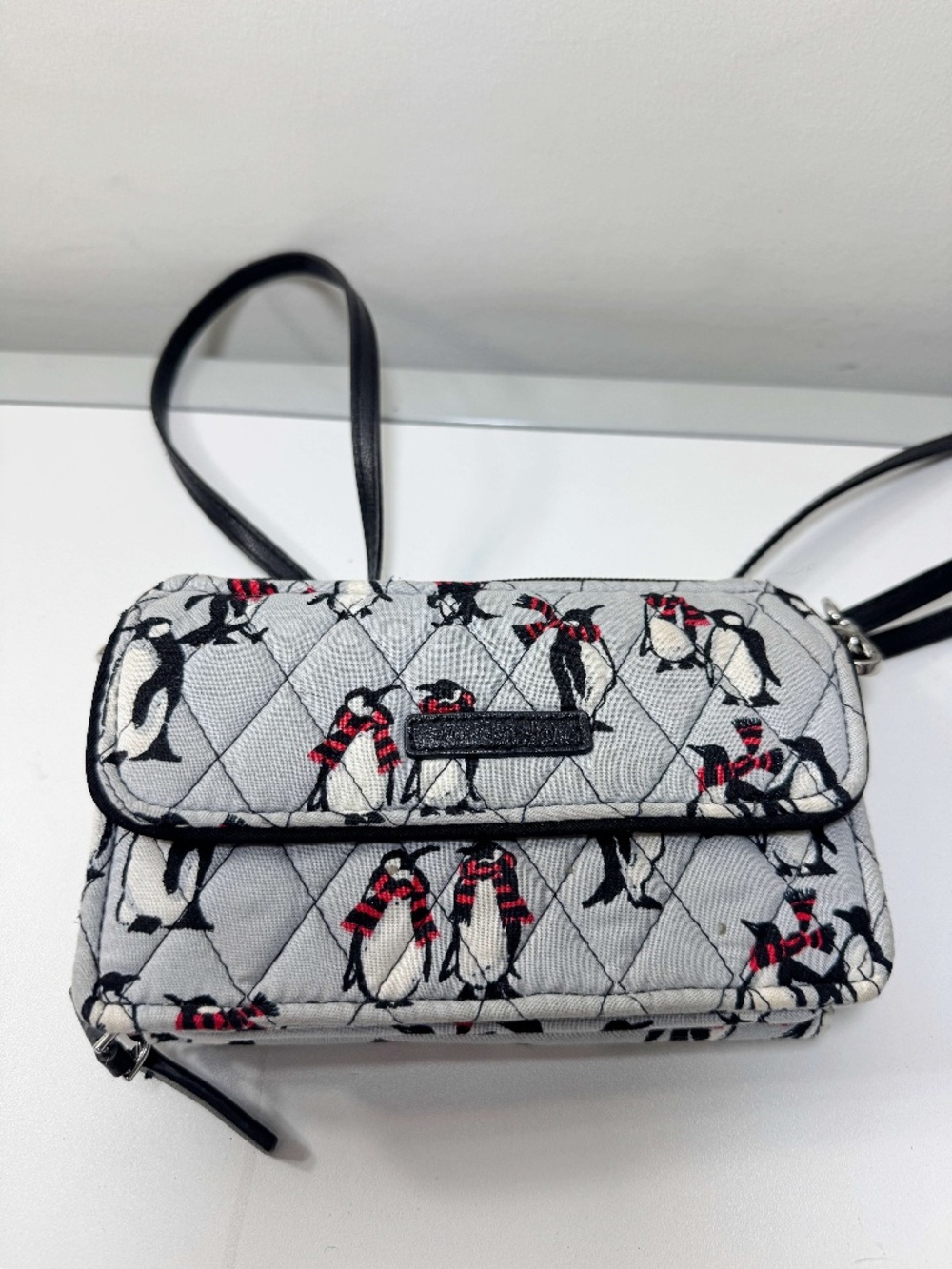 Vera Bradley Quilted Penguin Print Wallet with Crossbody Strap - RETIRED PRINT